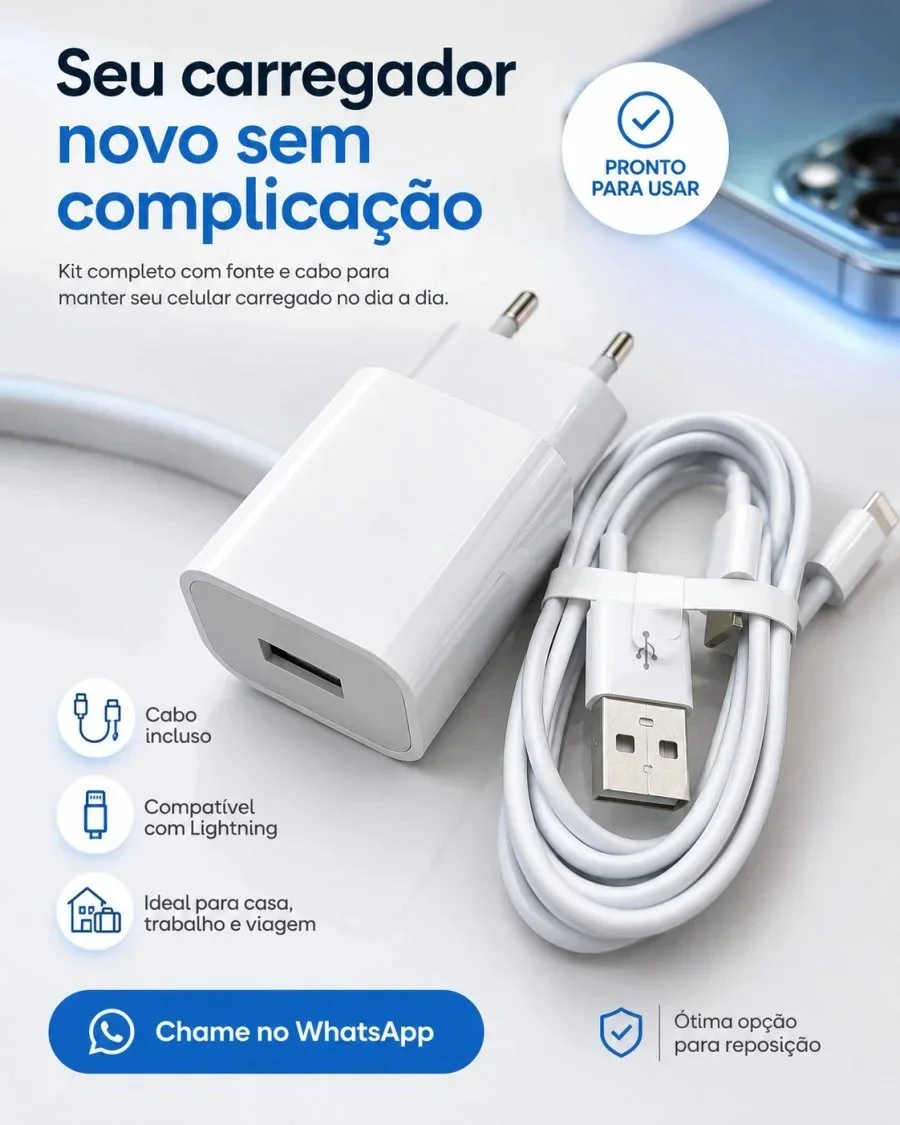 Criativo de anúncio de carregador de celular gerado com prompt da biblioteca Promptuai